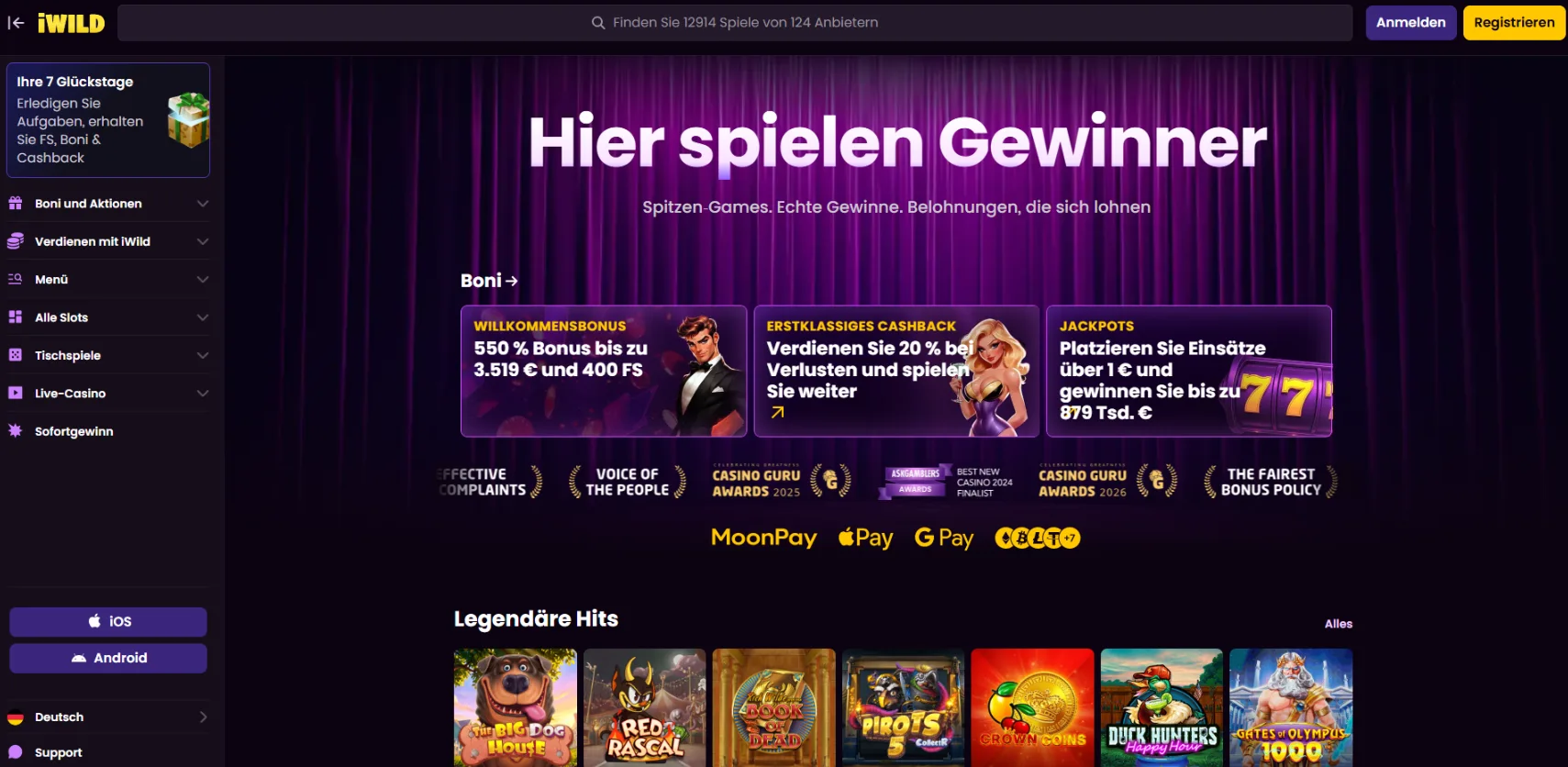 iWild Casino Screen