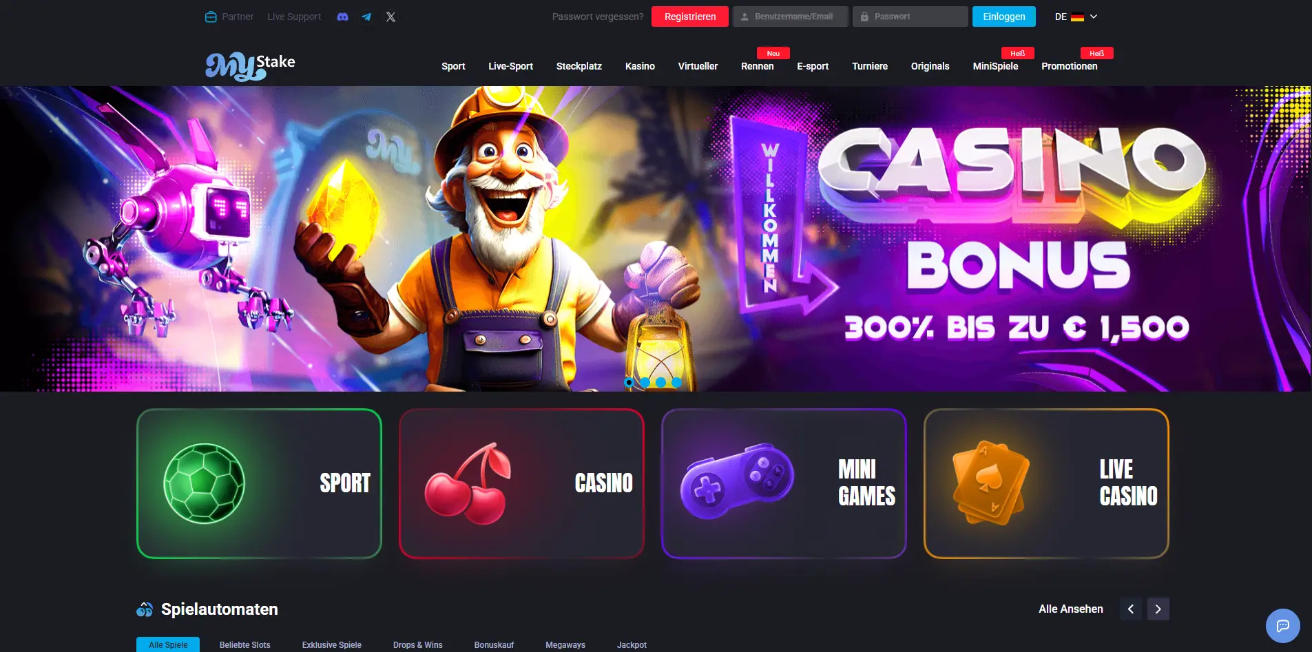 MyStake Casino Screen